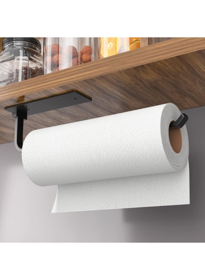 HOMESTAR Toilet Paper Holder, Kitchen Roll Paper Holder , Wall Mounted Towel Rack, Sturdy Towel Rack For Kitchen Bathroom Toilet Organization, Black,14x31x6.5cm - Image 2